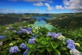 The Green and Blue Lakes seen from the Vista do Rei KingÃ¢â¬â¢s View, Sao Miguel island